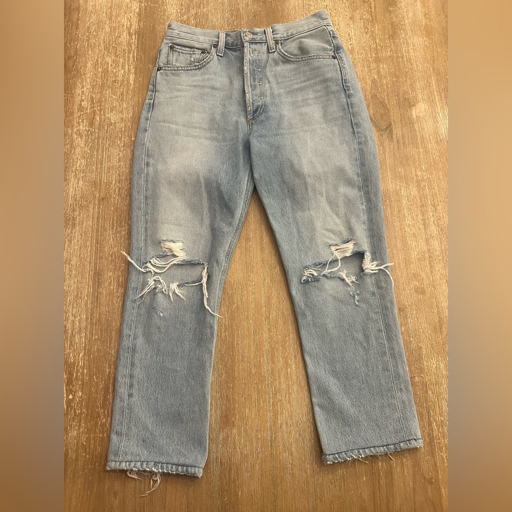 AGOLDE Riley Cropped Distressed Jeans